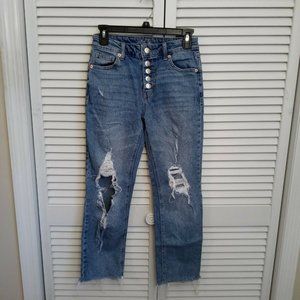 Wild Fable Womens Jeans Size 2 Button Fly High Rise Straight Ankle Distressed